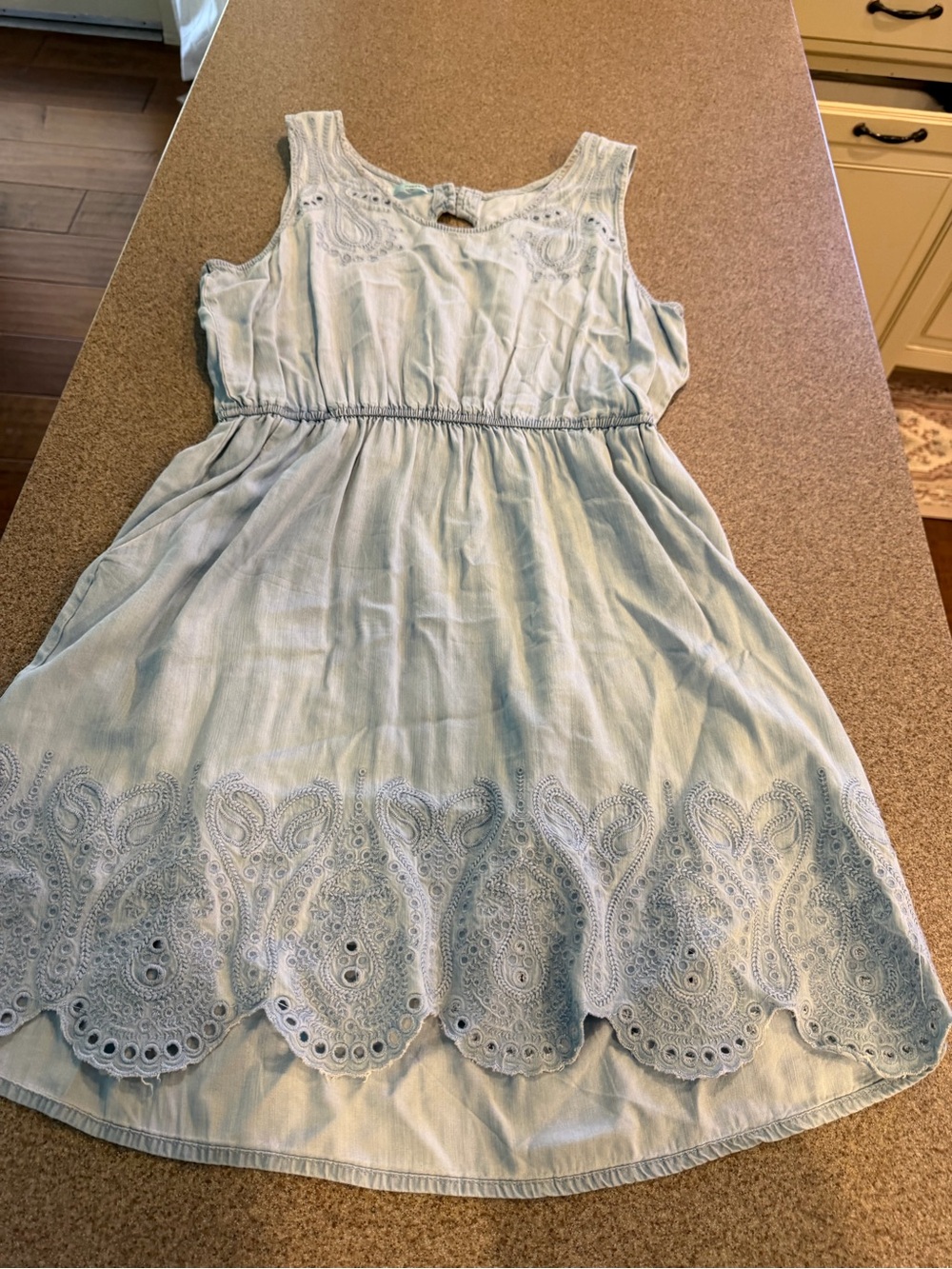Maurices Light Blue Sleeveless Eyelet Hem Dress for Kids
